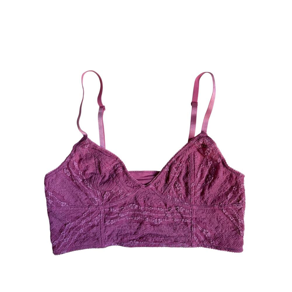 Intimately Free People Stretch Lace Crop Bra (Berry Pink) - Large